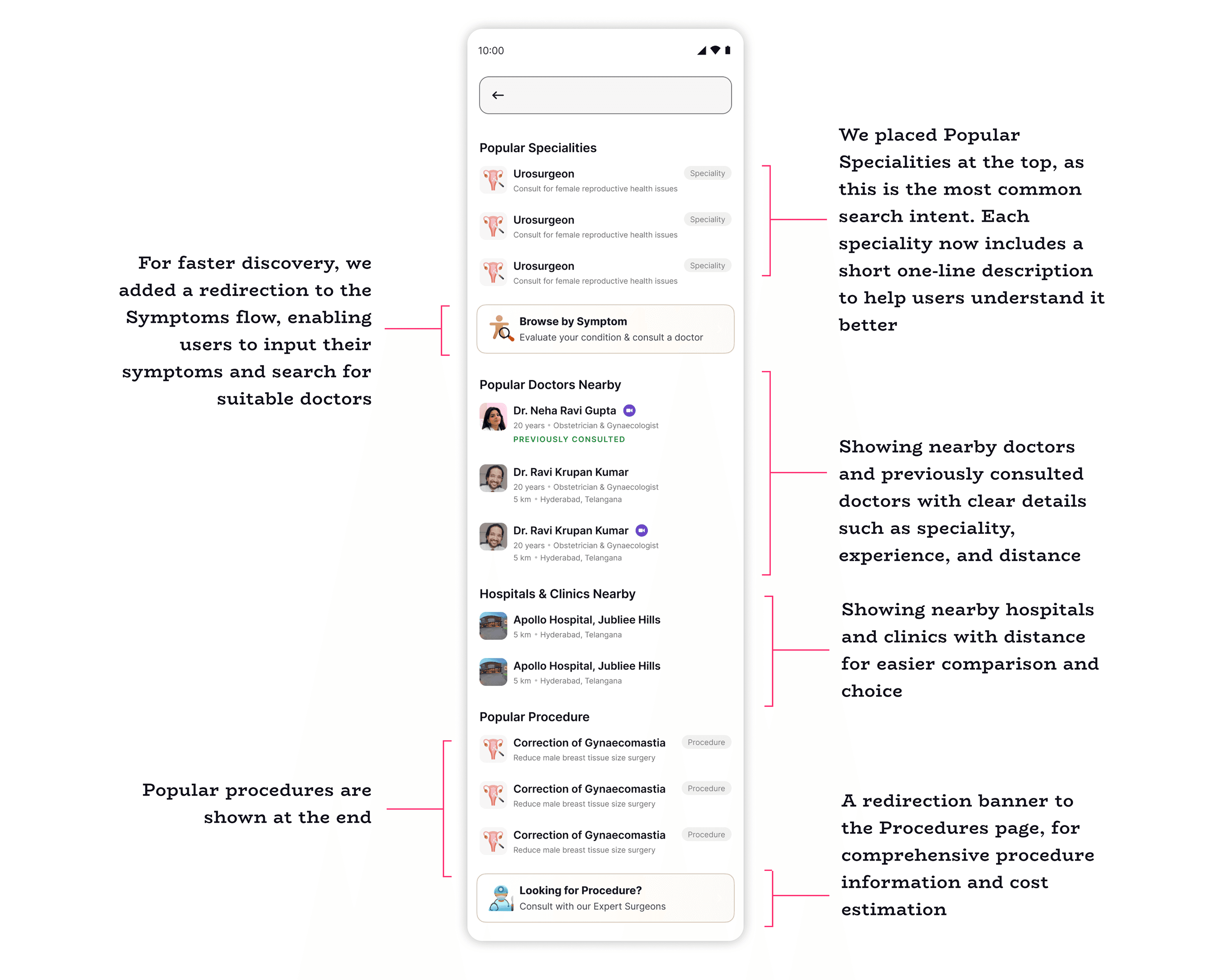 Search landing page for a new user