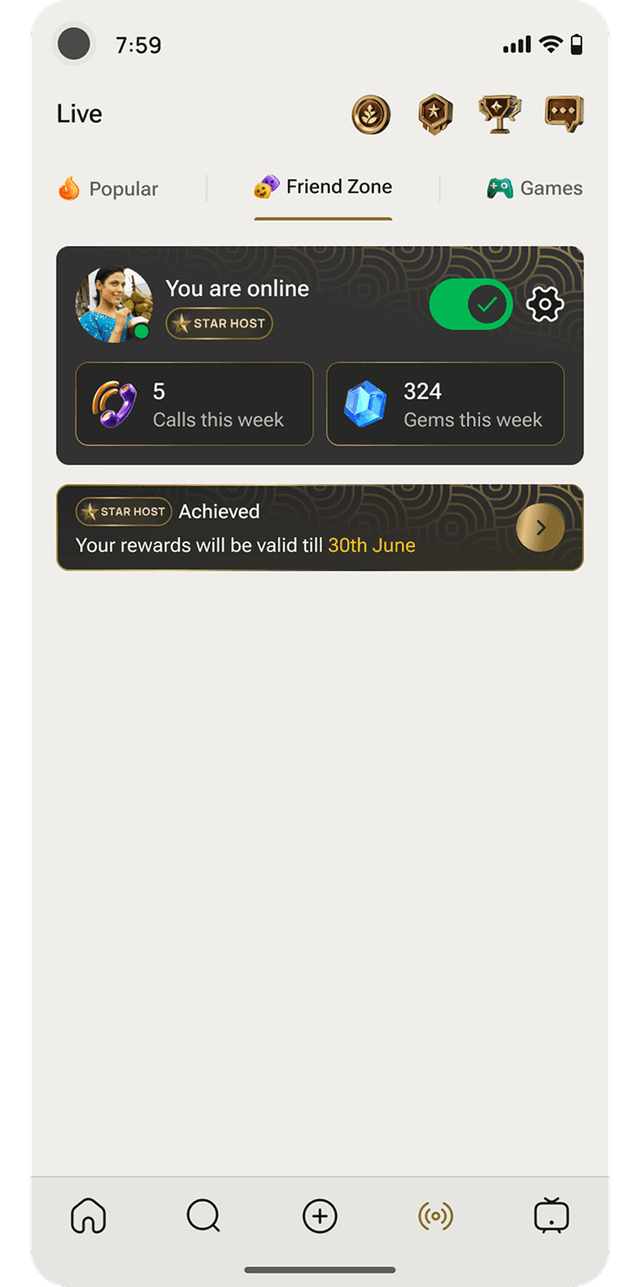Feed showing the Star Host achieved banner and profile badge